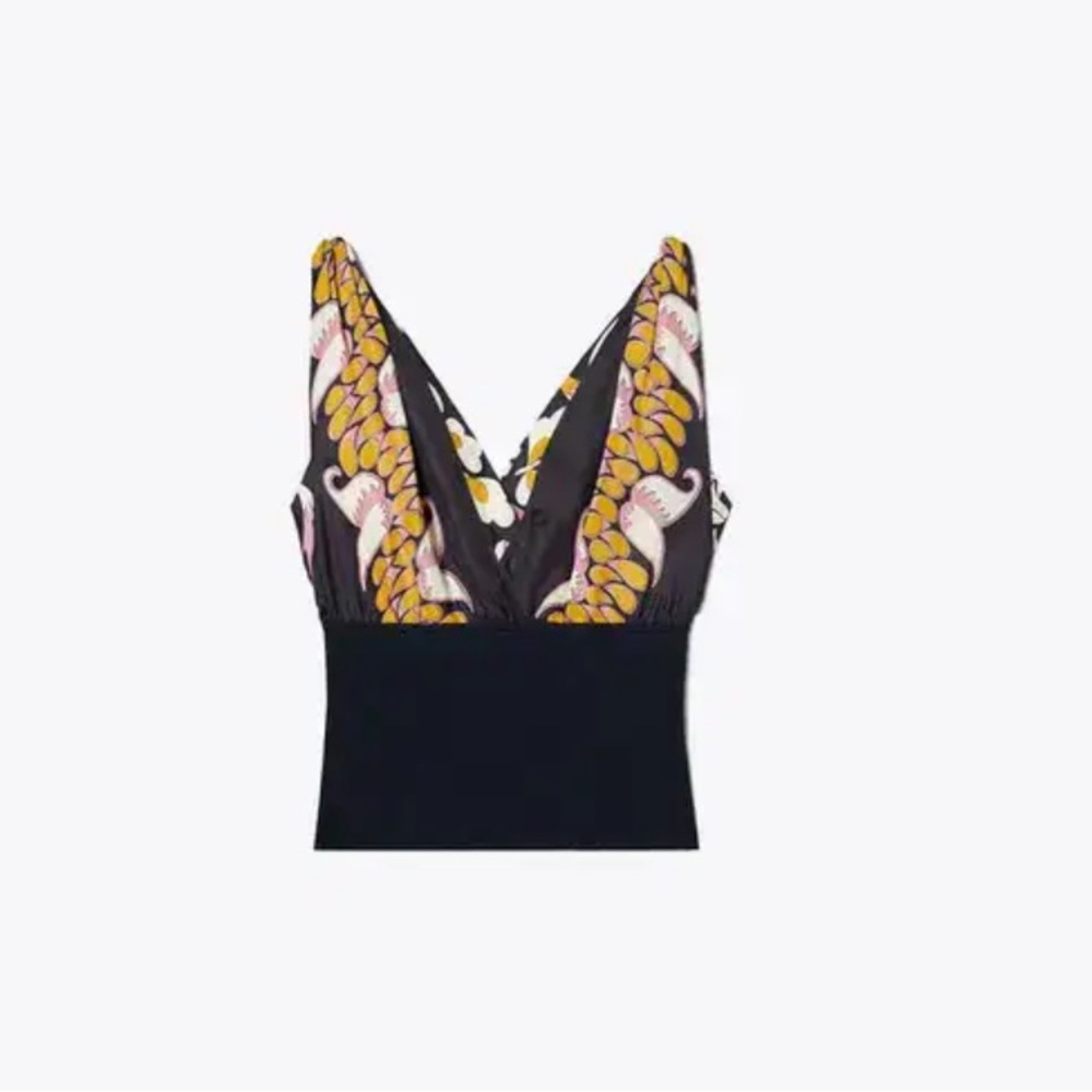 NWT Tory Burch Black and Yellow Floral Top